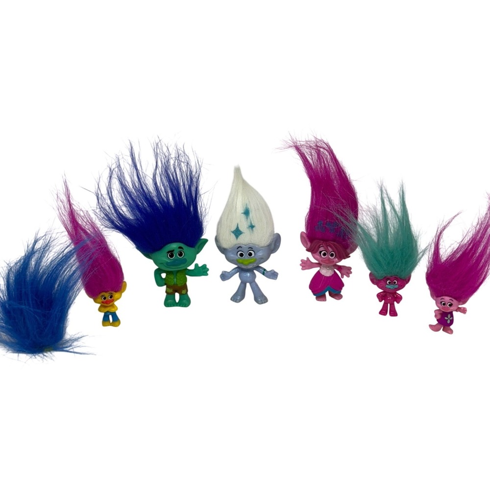 DreamWorks Trolls Figures Lot Pink Blue Green Purple Guy Diamond Branch Poppy